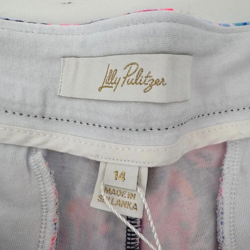 Lilly Pulitzer Buttercup Knit Short Women 14 Navy Pink Scalloped Turtle 005645